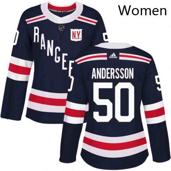 Womens Adidas New York Rangers 50 Lias Andersson Authentic Navy Blue 2018 Winter Classic NHL Jersey